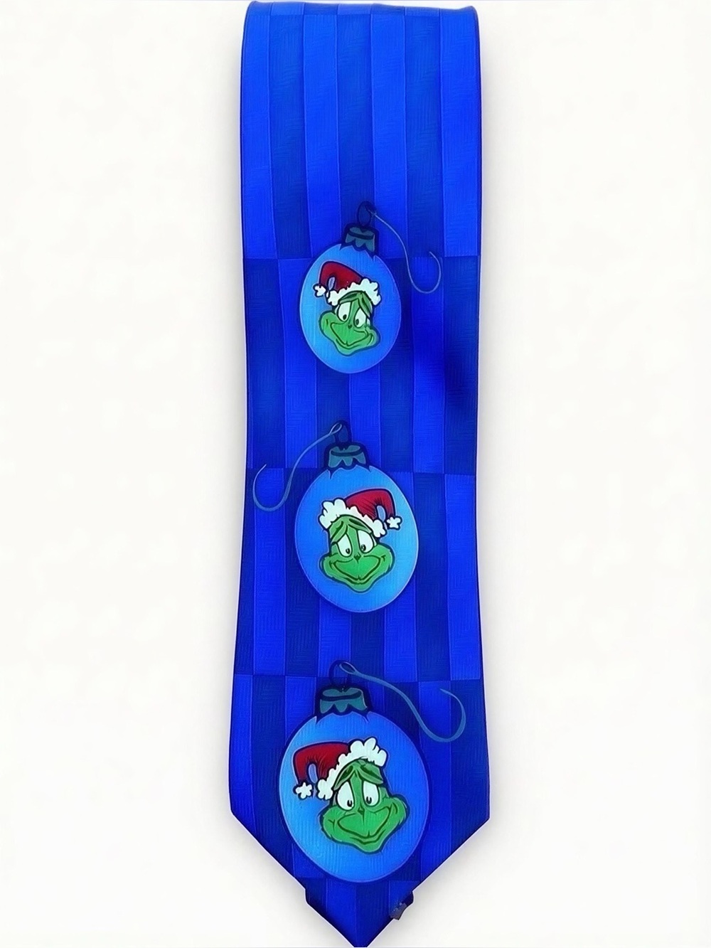 The Grinch Who Stole Christmas Blue Holiday Tie with Grinch Ornament Motif -- OS